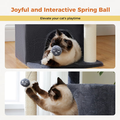 31.5" Modern Cat Tree Tower with Dual Large Condos for Kitten ＆ Medium Size Cat Dark Gray