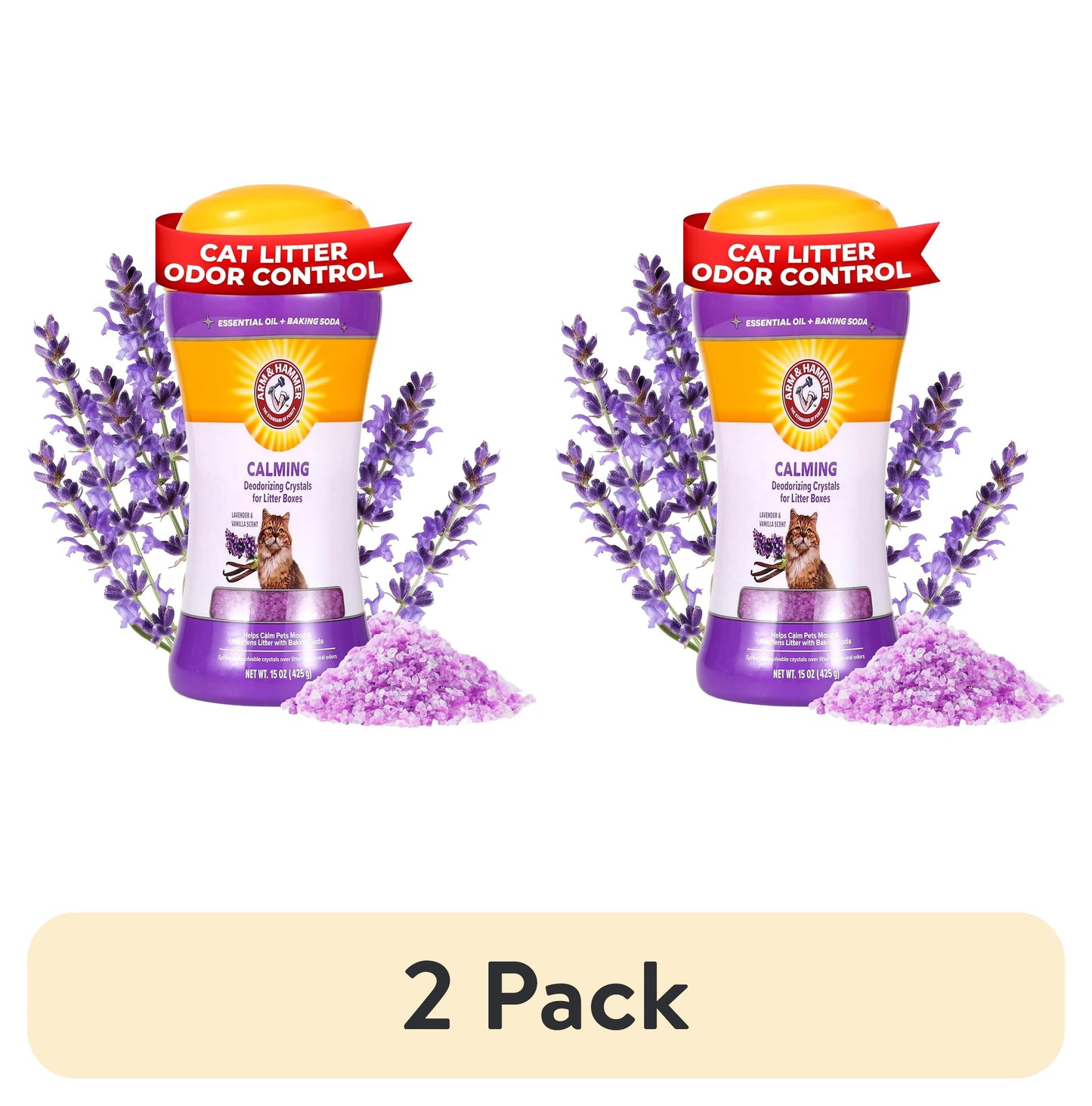 (2 Pack)  Cat Litter Deodorizing Crystals, Lavender & Vanilla Scent 15 Oz
